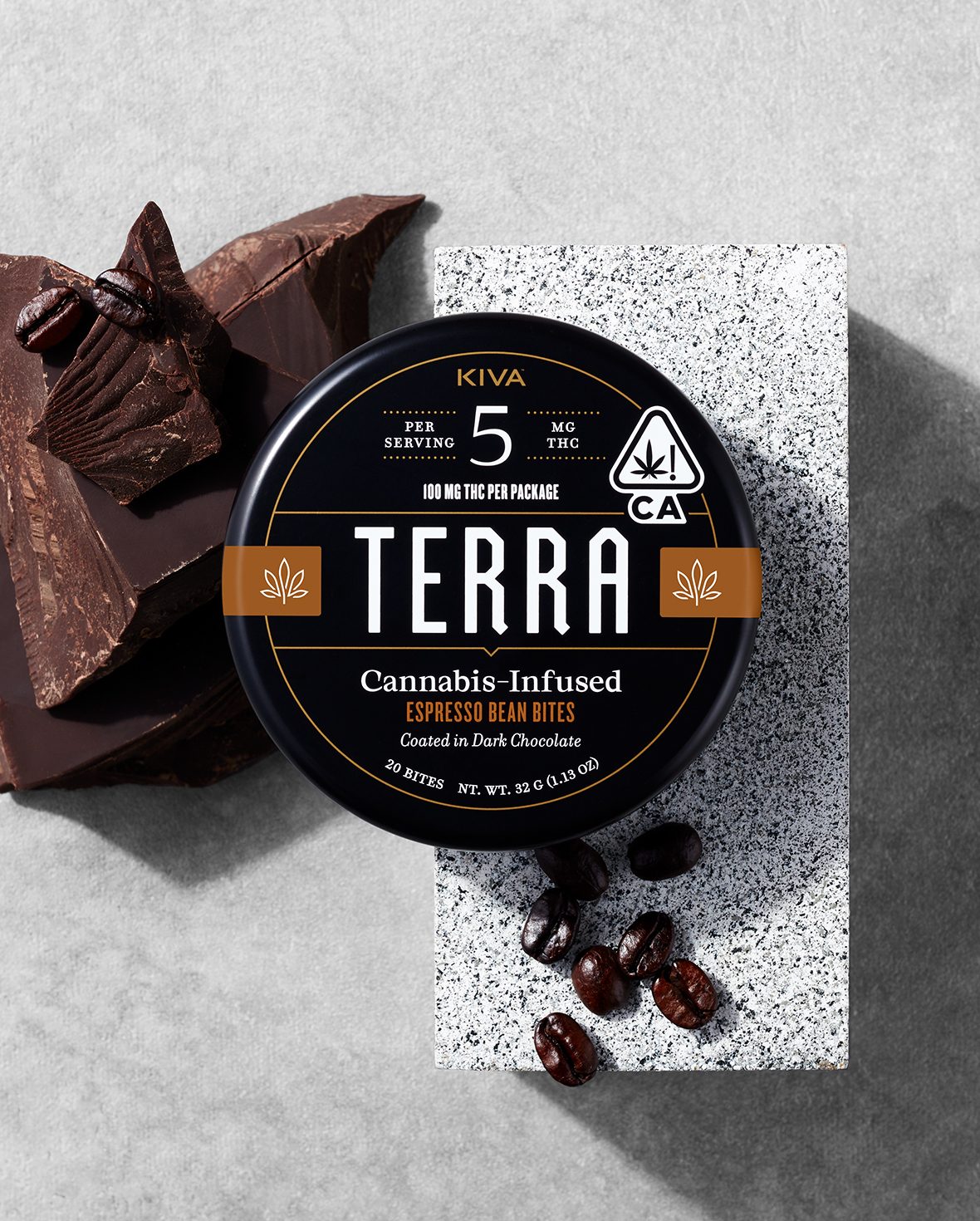 Kiva - Terra Bites - Dark Chocolate Espresso - THC 100MG